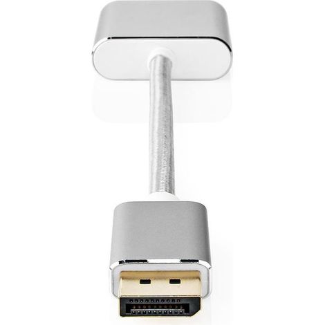 Cable displayport displayport macho dvi d 241 pines hembra 1080p chapado en oro 020m redondo trenzado plata caja con ventana cubierta