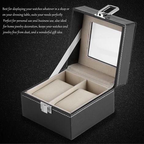 Coffret Rangement Montres 2 Emplacements Boîte à Montres de Luxe Organiseur Bijoux Homme Femme Cadeau (1/5)