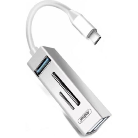 Trade Shop - Q-HU802 5-in-1-USB-Hub Typ C auf USB 3.0-Adapter mit Typ-C-Anschluss - (1/5)