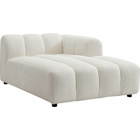 Méridienne droite en tissu bouclette blanc cassé JUTINI (1/4)