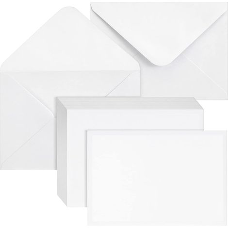 100 Pièces Enveloppes en Papier Kraft Vintage Blanc - 130 g/m² Collage Humide Rabat Pointu 13,5 x 18,5 cm, Recyclées pour Cartes de Vœux Anniversaire Invitations (1/5)