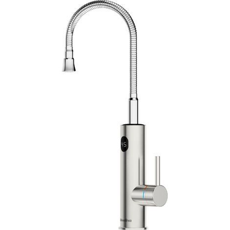 Wasserhahn mit Durchlauferhitzer, 3200W Elektrischer Wasserhahn Küche LED Digitalanzeige Küchenarmatur Edelstahl 360° Flexible Drehung Mischbatterie Küche IPX4 Wasserdicht Armatur Küche (1/4)