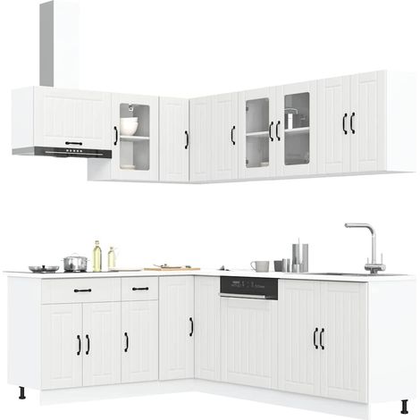 vidaXL 11 Piece Kitchen Cabinet Set Lucca White Engineered Wood (1/5)