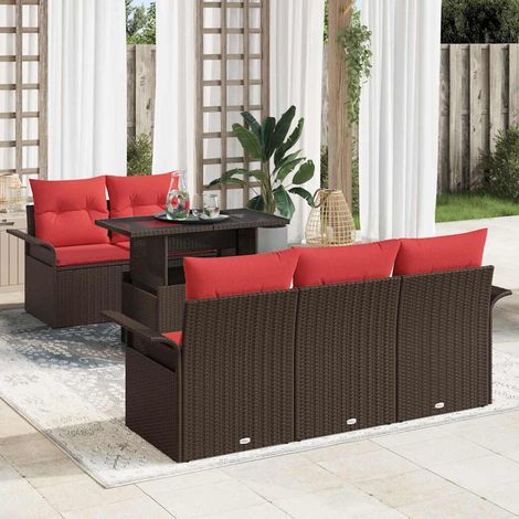 Set Divano da Giardino 6 pcs Marrone Rattan in Polipropilene vidaXL (1/5)