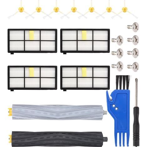 Kit Remplacement Accessoires pour iRobot Roomba Série 800 900,Pièces de rechange Remplacement pour 850 860 861 865 870 876 886 891 960 965,1 jeu brosses principales,4 filtres,7 brosses (1/5)