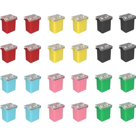 24pcs 12V-24V Automotive Fuse Box Shape Low Profile Fuse 20A/30A/40A/50A/60A/80A Compatible with Truck Pick-up Cars (1/5)