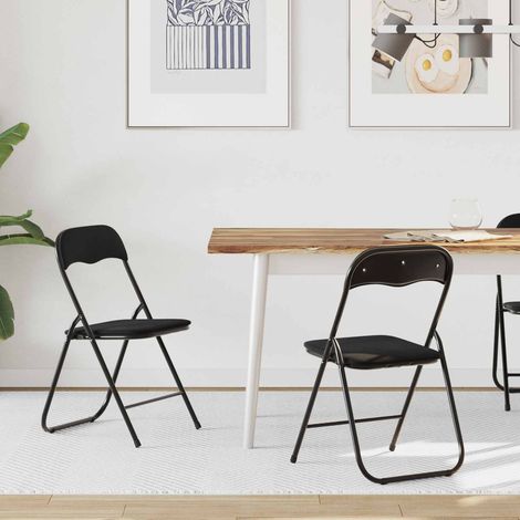 vidaXL  Folding Chair  2 pcs Black 48 x 44 x 78 cm Velvet