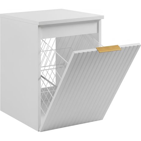 Mobile bagno sospeso con cesto, Bianco / piano Bianco, maniglia dorata, 40 x 46 x 58,6 cm (1/5)