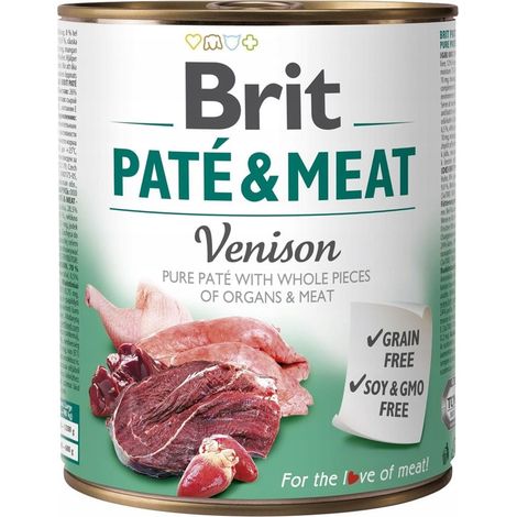 BRIT Paté & Meat Venison - comida húmeda para perros - 12 x 800 g
