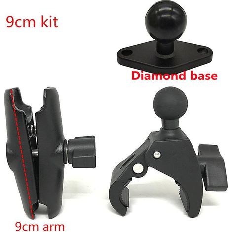 Support Tough-Claw avec bras à double douille et adaptateur de base rond pour bras d'extension de fixation de 1 pouce (1/2)