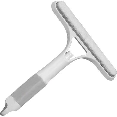 Raclette à vitres 3 en 1 avec flacon pulvérisateur et éponge - 21 cm - Blanc - Raclette en caoutchouc avec éponge - Outil de nettoyage pour vitres (1/5)