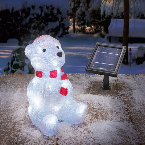 esotec Solarleuchte für außen Eisbär Willy Gartenfigur Weihnachten IP44 102123 (1/5)