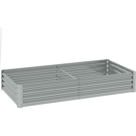 Silver Galvanized Steel Raised Garden Planter 180x90cm for Outdoor Gardening and Planting