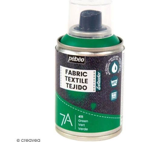 Peinture textile en bombe - Pébéo - 100 ml - Vert - Intérieur - Rendu lumineux