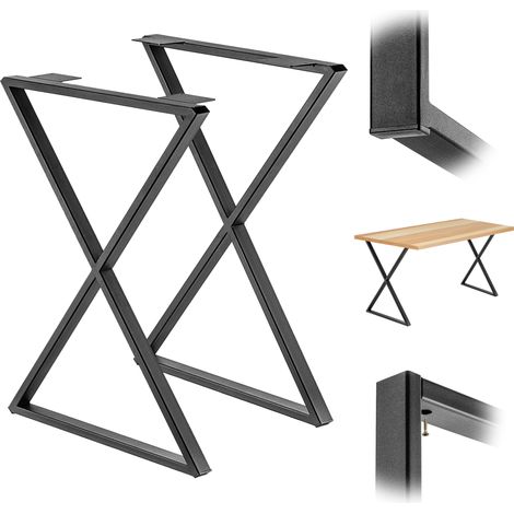 KADAX 2x Gambe per tavolo da scrivania in metallo Loft ""x"" Nero industriale 60x77 cm (1/5)