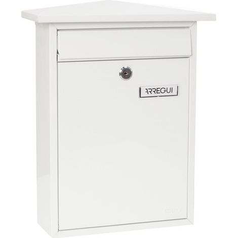 ARREGUI Home E5711 Buzón Exterior de Acero, Tamaño M (Correo DIN A4 y Revistas), Buzón de Correo Individual, Buzón de Pared de Fondo Estrecho, Antilluvia, Fácil de Instalar, Blanco (1/5)