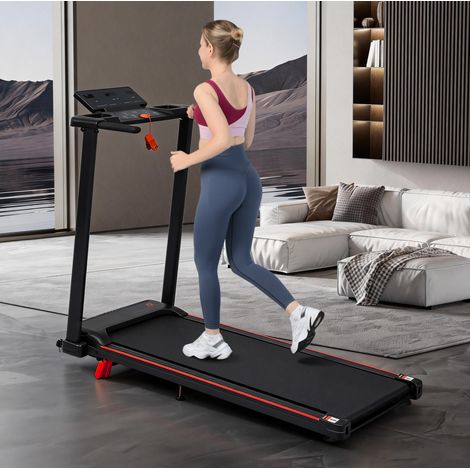 Cinta de correr plegable con inclinación 0-8 %, 1-12 km/h, motor 3,0 PS, negro y rojo DESVIAE (1/5)
