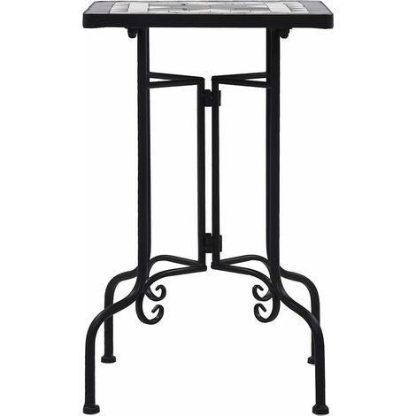 vidaXL Mesa auxiliar de mosaico cerámica negro y blanco (1/2)