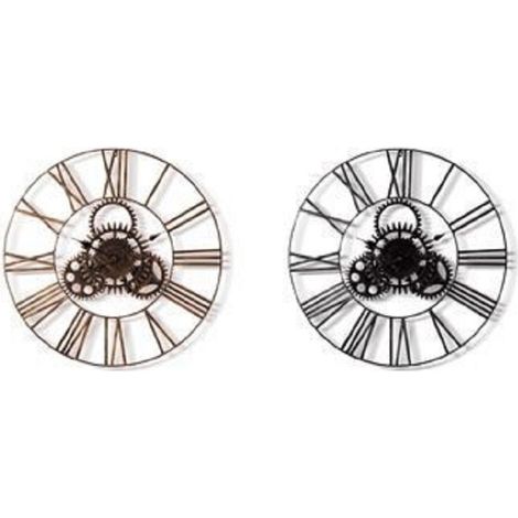 TRADE SHOP - Orologio Parete In Ferro 80 Cm Stile Vintage Industriale Ingranaggi Casa 545694 - (1/3)