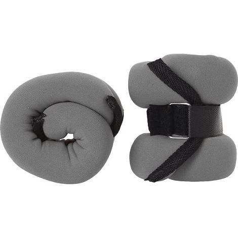 Polsiere con pesi (2 x 0,5 kg) di colore grigio con chiusura in velcro, Cavigliere con striscia regolabile per esercizi di potenziamento, allenamento fitness