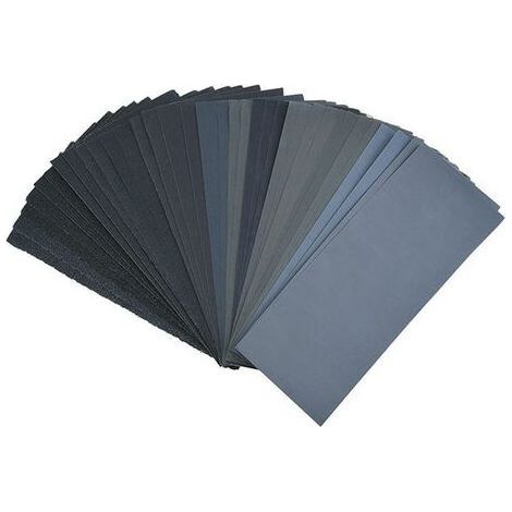Lot de 45 Papier de Verre,Papier Sec à l'Eau 80 120 150 180 240 320 400 600 800 1000 1200 1500 2000 2500 3000 3 Feuilles/Grain, 9 x 3,6 Pouces (1/4)