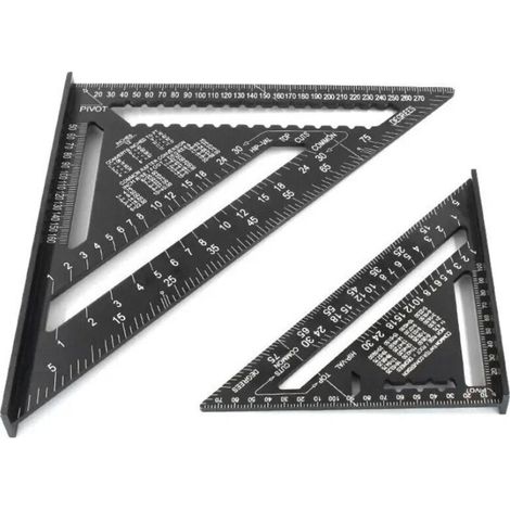 Triangular alloy ruler, Carpenter's square, Aluminum metal triangle ruler, scribing guide, 45-90 degree angle/Carpentry tool/Marking and guiding tool for woodworking (1/4)