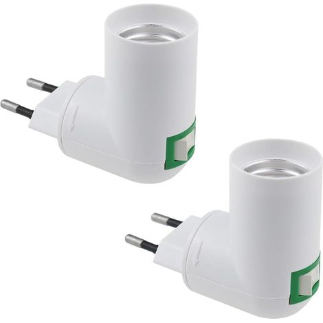 2 pièces douille de lampe E27 sans câble AC 230V Douille de lampe E27 en PBT écologique ignifuge avec interrupteur fiche UE pivotant à 180° pour lampe de cuisine/de garage VDE et certification CE (1/5)