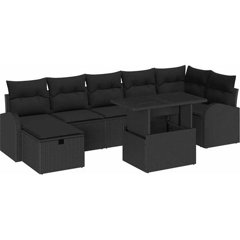 Maison Exclusive - Garten-Sofa-Set mit Kissen 8 pcs Schwarz Poly