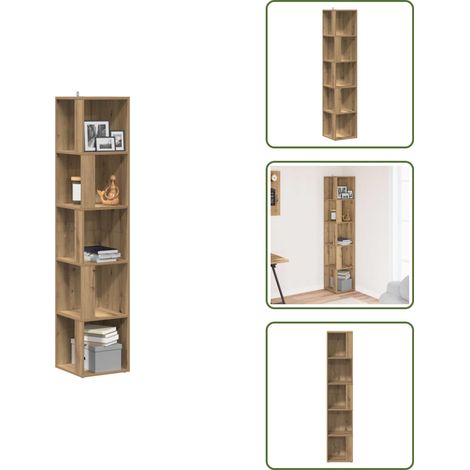 Eckregal Artisan-Eiche 33x33x165 cm Holzwerkstoff - Eckregal - Eckregale - Eckschrank - Bücherregal (1/5)
