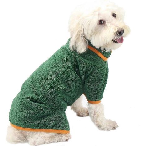 Peignoir de bain ajustable en microfibre pour petit chien, serviette de bain ultra-absorbante pour sécher après le bain. (1/5)