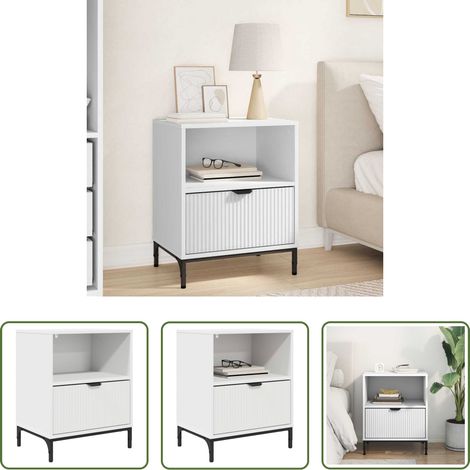 Rangement chambre - Cabinet de chevet Blanc 49 x 36 x 61 cm Bois d'ingénierie (1/5)