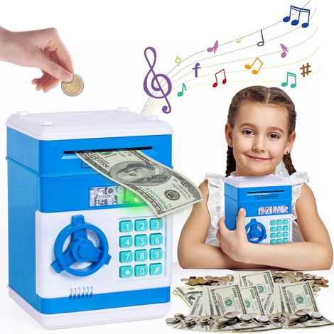 Tirelire électronique, coffre-fort pour pièces, distributeur automatique de billets pour enfants, tirelire avec protection par mot de passe, rouleau de billets automatique, cadeau d'anniversaire pour 