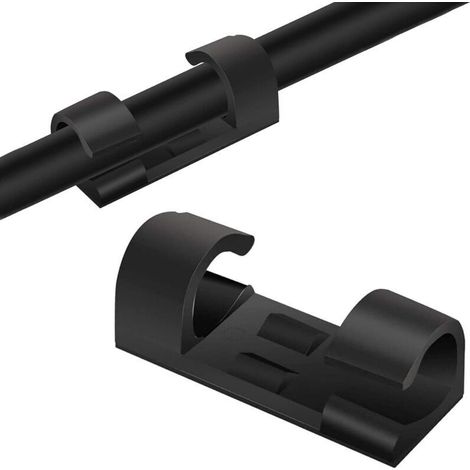 Clips Câble[20 Pcs], Clips Rangement de Câble, Serre Câble, Fixation Auto Collant, Peut être Utilisé pour Gérer de Câbles Fils dans une Maison ou un Bureau (Noir)