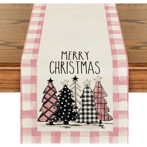 Chemise De Table - Motif Buffalo Plaid Noël - En Polyester - Pour Décoration De Table De Cuisine Ou Salle À Manger - Intérieur Extérieur - 33 x 90 cm À 33 x 304 cm (1/5)