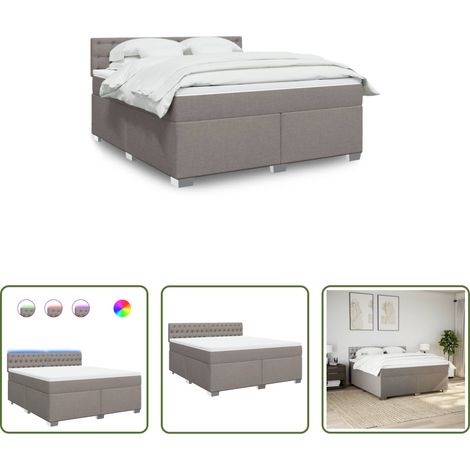 vidaXL Surmatelas -  Sommier à lattes de lit avec matelas Taupe 180x200 cm Tissu (1/5)