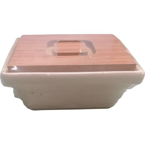 M HOME - PIROFILA RETTANGOLARE 10X7,5 CMIN CERAMICA CON COPERCHIO IN LEGNO