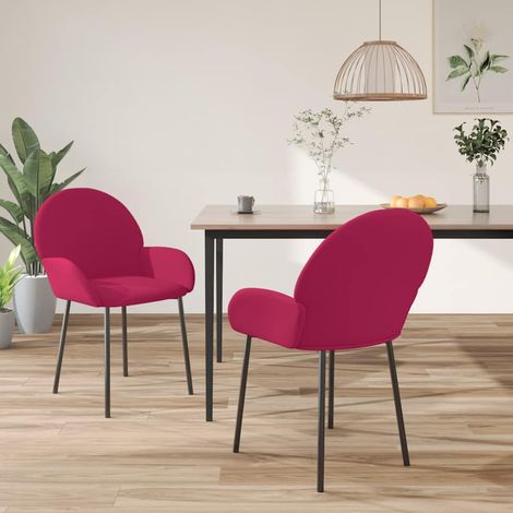 vidaXL Sillas de comedor 2 unidades terciopelo rojo tinto (1/5)