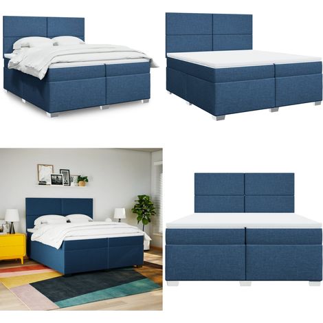 Boxspringbett mit Matratze Blau 200x200 cm Stoff - Boxspringbett - Doppelbett - Bettsofa - Schlafsystem - Blau - Home & Living (1/5)