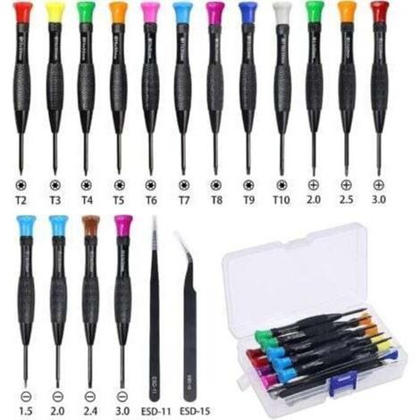 18 Pièces tournevis Torx Mini Magnétique Torx Flathead Phillips Petits Tournevis Brucelles avec T2 T3 T4 T5 T6 T7 T8 T9 T10 pour Xbox Ordinateur Téléphone Montre Bijoutiers