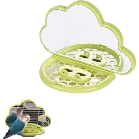Lunettes pour oiseaux avec bâtonnet, lunettes pour cage à perroquets, bâtonnet pour perroquet avec gamelle, convient aux perruches et aux conures (vert). (1/4)