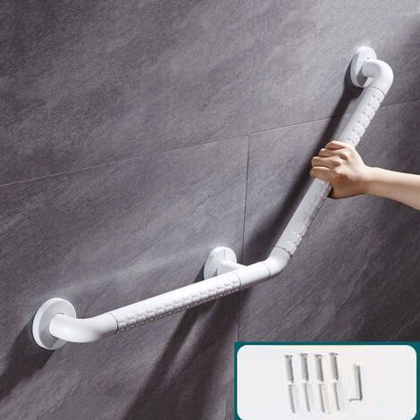 Barre d'appui de douche 135° pour baignoire, rampe de toilette en acier inoxydable ABS pour personnes âgées et handicapées, 42 x 42 cm (1/5)