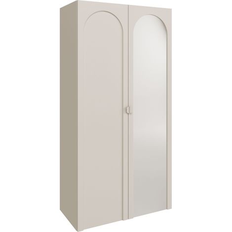 Selsey Arkadia – Kleiderschrank mit Spiegel und 2 Türen mit Bogenausschnitt, Kaschmirgrau, 100 cm (1/5)
