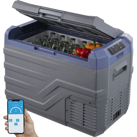 VEVOR Nevera de Compresión Portátil 37 L Mini Nevera para Coche 12/24V CC y 100-240V CA Caja Enfriadora de Zona Única Temperatura Ajustable de -20°C a 20°C para Camión Barco Casa Camping