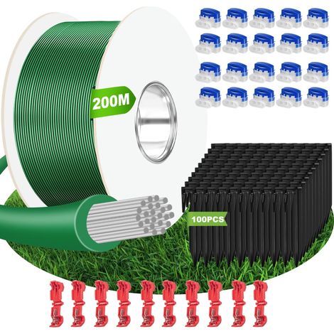 Cable Robot Tondeuse 200M + 100 Piquets 20 Connecteurs de Câble 10 Bornes Connexion, Fil pour Tondeuse, Robots Tondeuses Compatible avec Gardena/Bosch/Worx/Yard Force etc - (1/5)