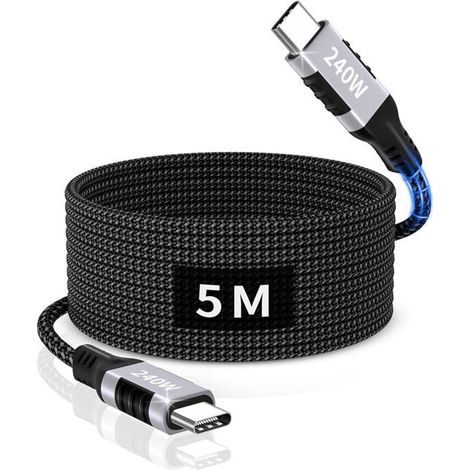 TRAHOO-Cable USB C 5m, 240W Câble USB C vers C Charge Rapide, Long Câble Type C Compatible avec iPhone 16/15 Pro Max, Samsung[J156] (1/5)