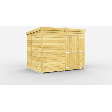 8 x 6 Feet Pent Shed - Double Door Without Windows - Wood - L178 x W243 x H201 cm