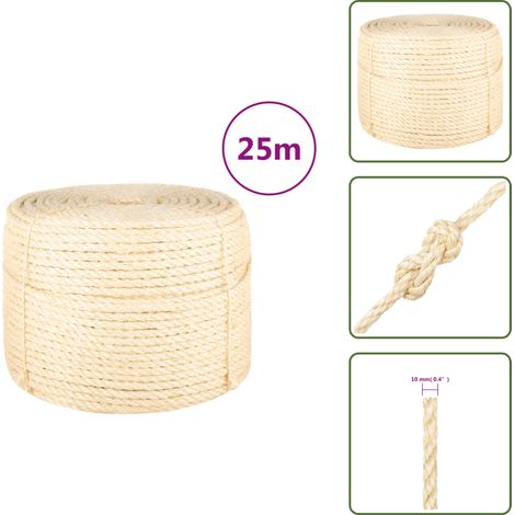 The Living Store Corde 100 % sisal 10 mm 25 m - Corde Sisal - Corde Naturelle - Corde Épaisse - Corde Résistante - Corde Bricolage (1/5)