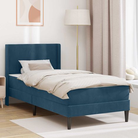 Cadre de lit avec matelas Bleu 80 x 200 cm Velours