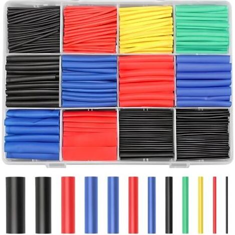 Thermorétractable Tube, 560 pièces Gaine Thermoretractable, 2:1 Gaine Thermo, Gaine Thermorétractable Etanche, Manchon Thermoretractable, Isolation Electrique Tube (1/5)