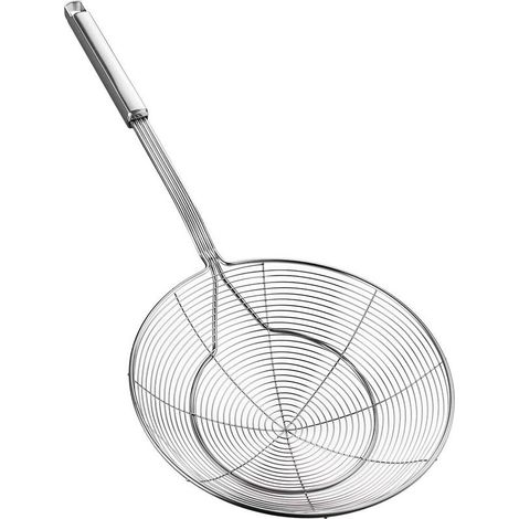 Schaumlöffel aus Edelstahl mit Griff zum Braten und Servieren von Speisen, Pasta, Spaghetti, Nudeln (Durchmesser 20 cm, Gesamtlänge 45 cm) (1/5)